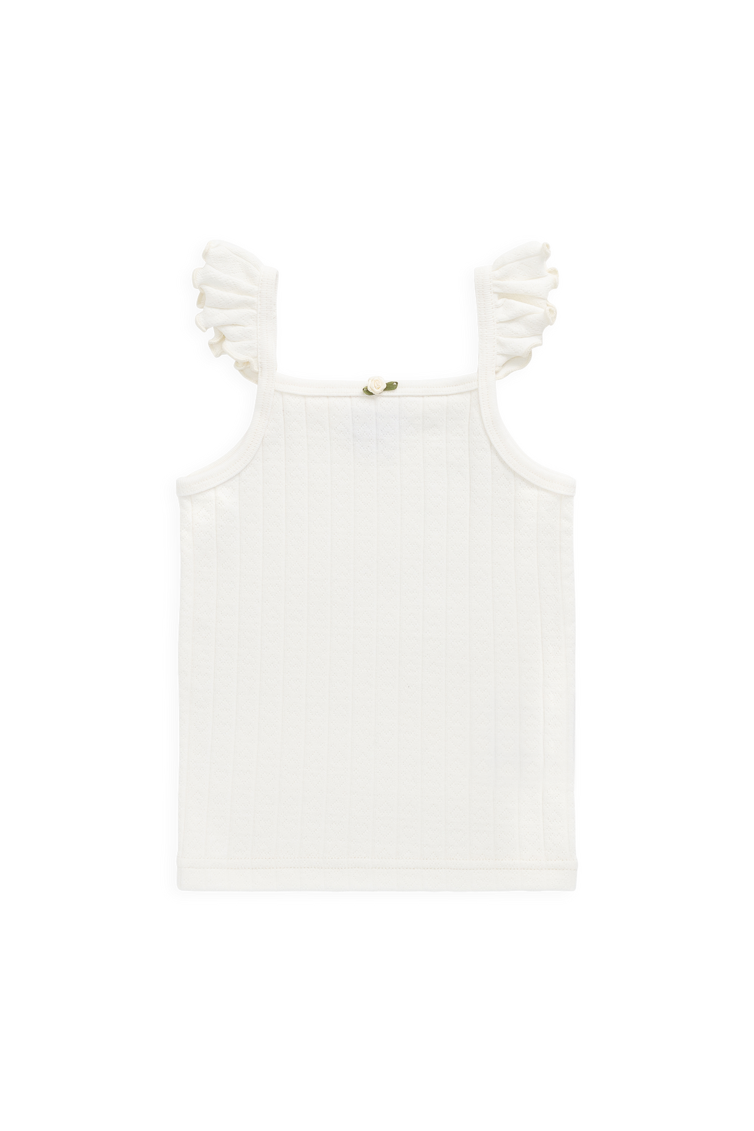 Organic Cotton Josephine Singlet - Sweet Heart Pointelle Parchment Childrens Singlet from Jamie Kay NZ