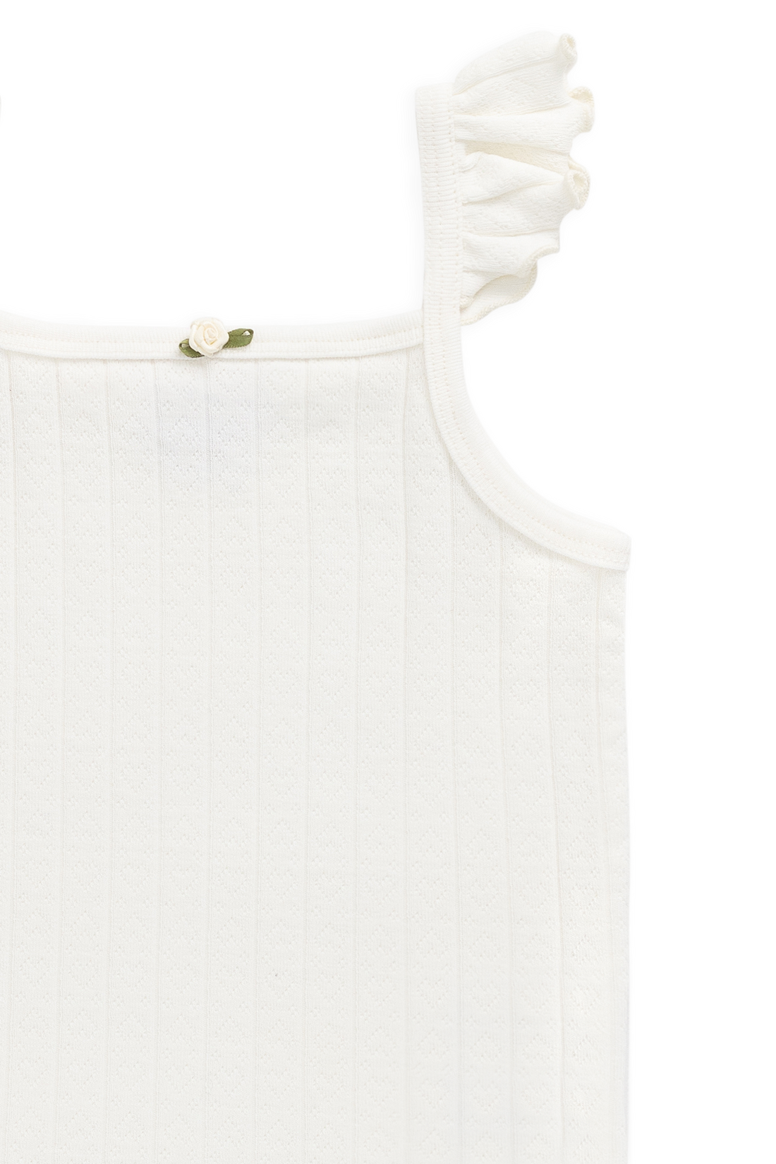 Organic Cotton Josephine Singlet - Sweet Heart Pointelle Parchment Childrens Singlet from Jamie Kay NZ