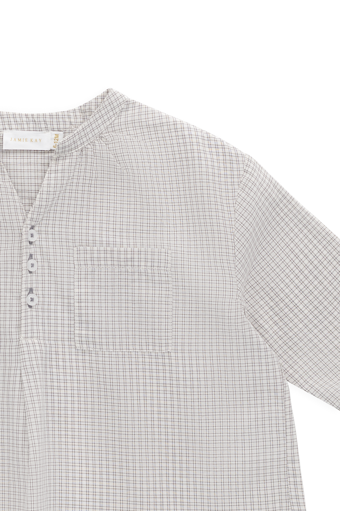 Organic Cotton Kenji Top - Cloud check Childrens Top from Jamie Kay NZ