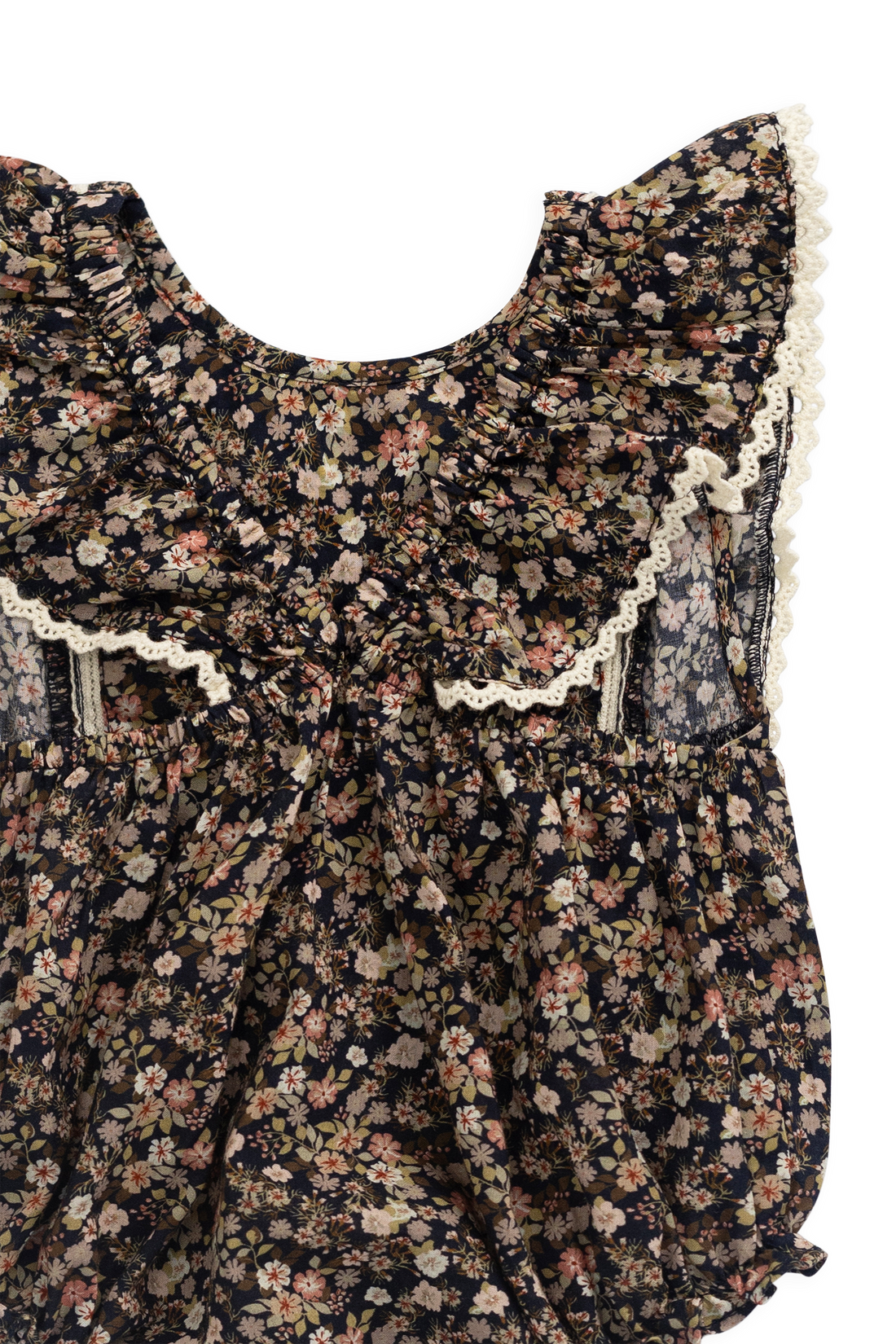 Organic Cotton Beatrice Playsuit - Luca Floral Childrens Bodysuit from Jamie Kay NZ