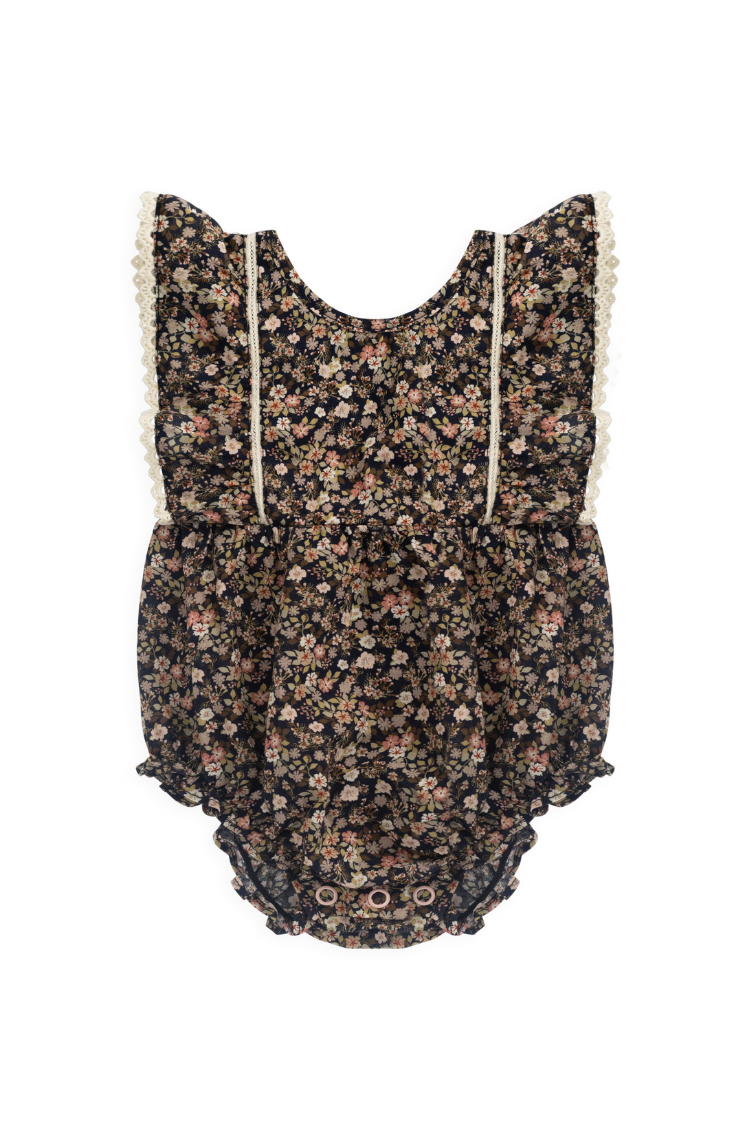 Organic Cotton Beatrice Playsuit - Luca Floral Childrens Bodysuit from Jamie Kay NZ
