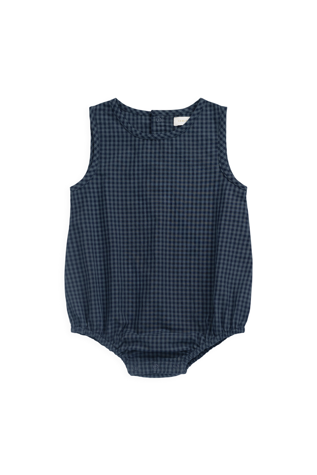 Organic Cotton Bentley Playsuit - Tiny Gingham Maritime Childrens Playsuit from Jamie Kay NZ