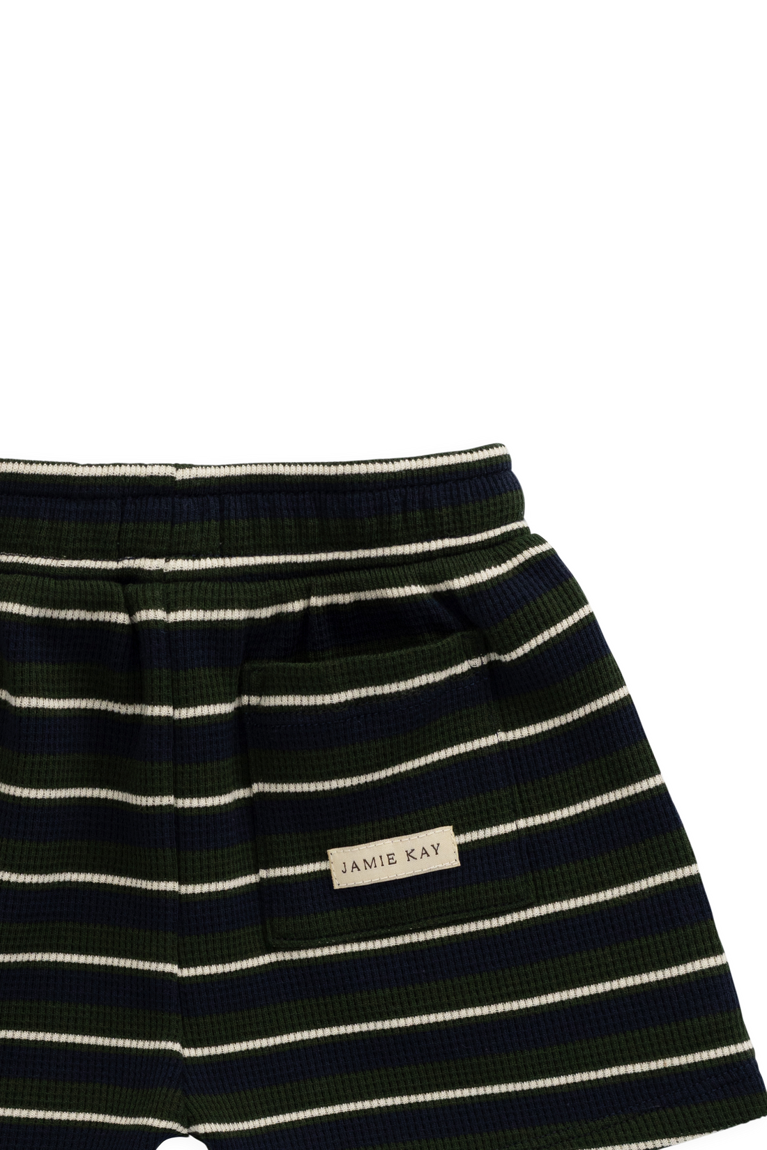 Organic Cotton Waffle Leith Short - Maritime Grandeur Stripe Childrens Short from Jamie Kay NZ