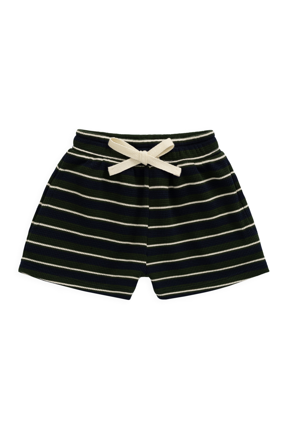 Organic Cotton Waffle Leith Short - Maritime Grandeur Stripe Childrens Short from Jamie Kay NZ