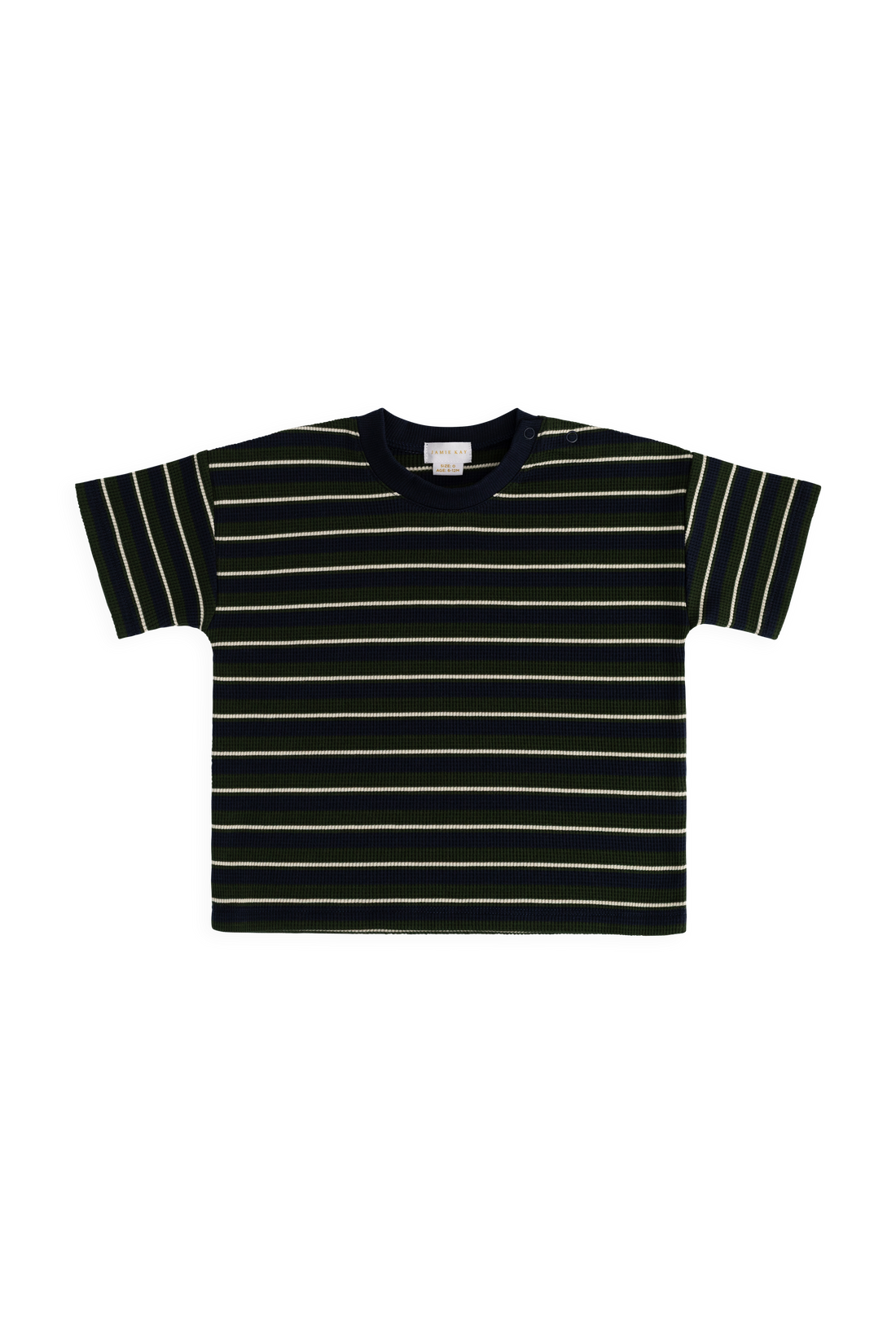 Organic Cotton Waffle Leith Tee - Maritime Grandeur Stripe Childrens Top from Jamie Kay NZ