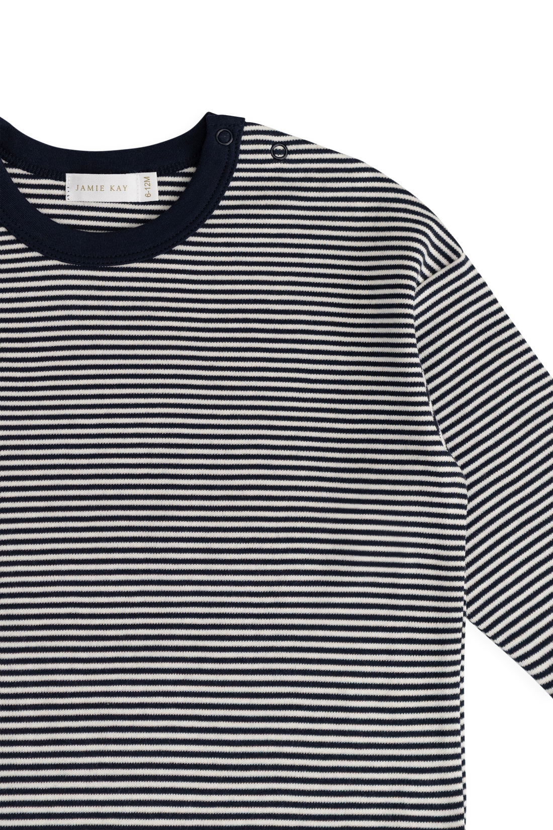 Pima Cotton Edward Long Sleeve Top - Petite Stripe Cloud/Maritime Childrens Top from Jamie Kay NZ