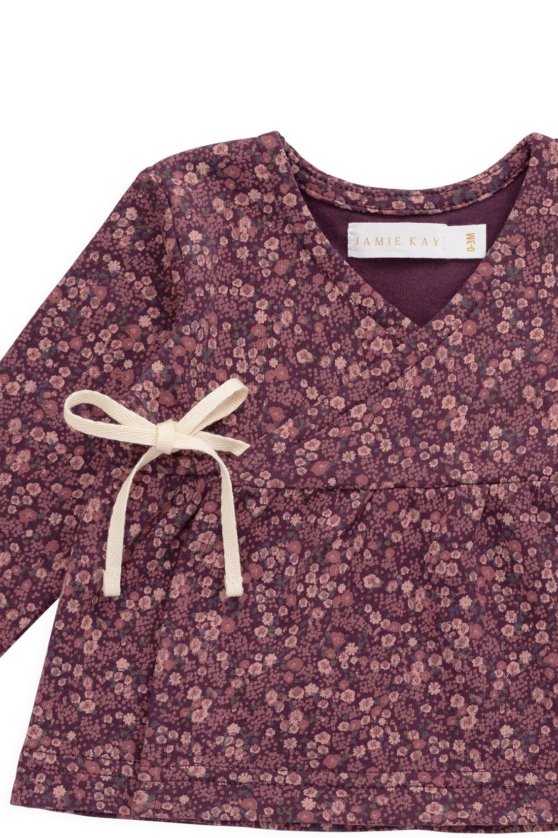 Organic Cotton Clemence Wrap Top - Fig Floral Childrens Top from Jamie Kay NZ