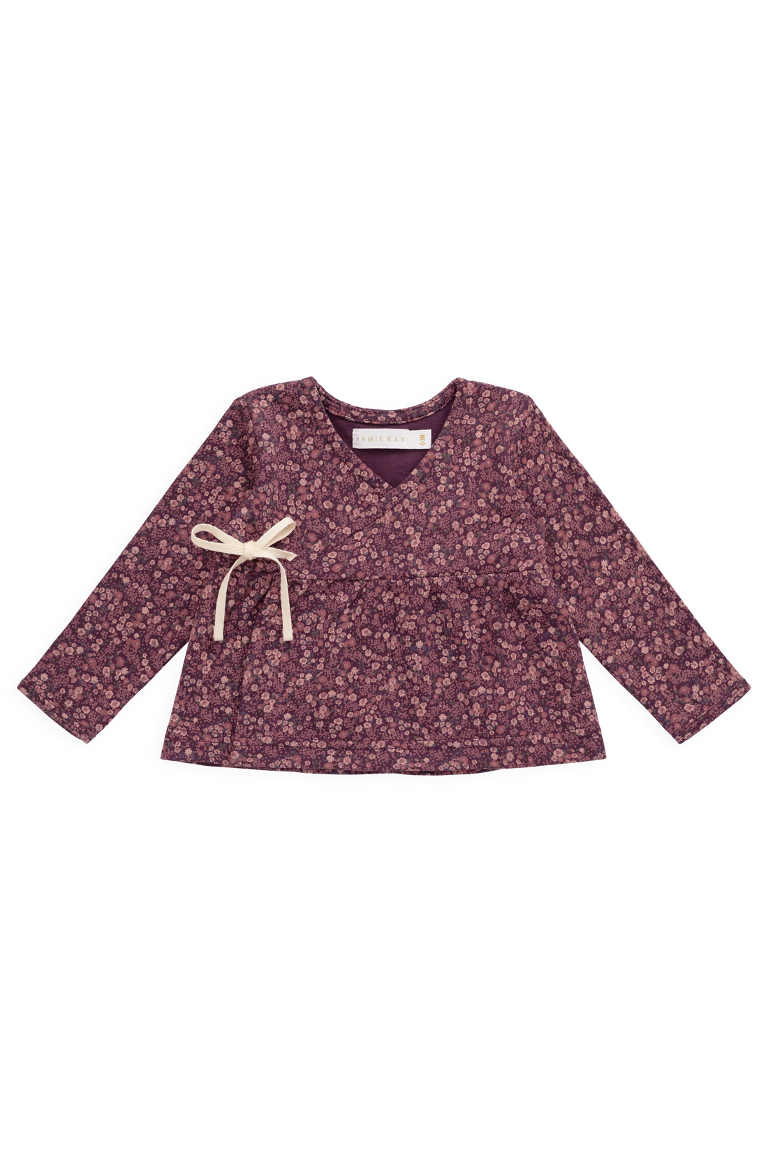 Organic Cotton Clemence Wrap Top - Fig Floral Childrens Top from Jamie Kay NZ