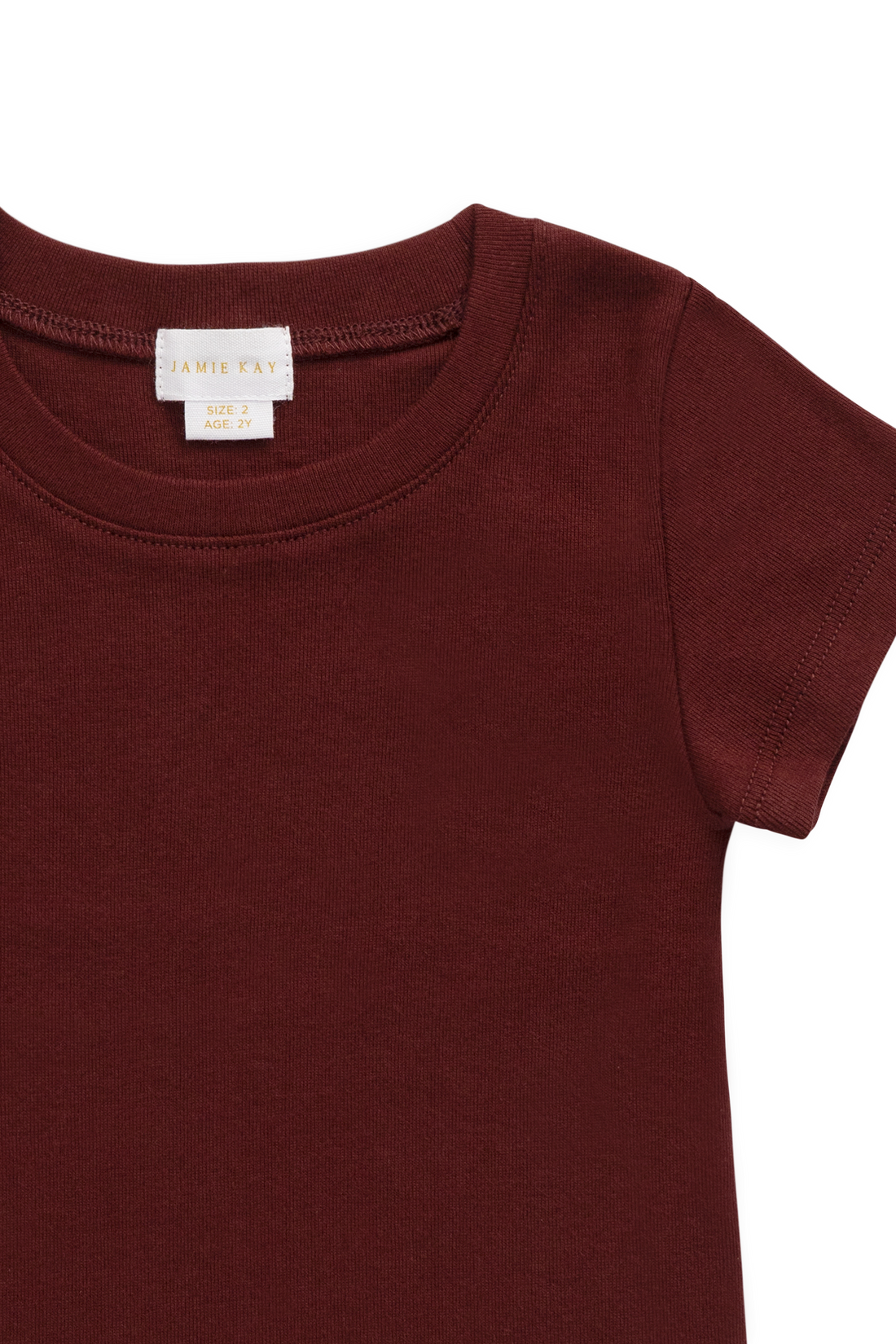 Organic Cotton Rib Helene Tee - Burgundy Childrens Top from Jamie Kay NZ