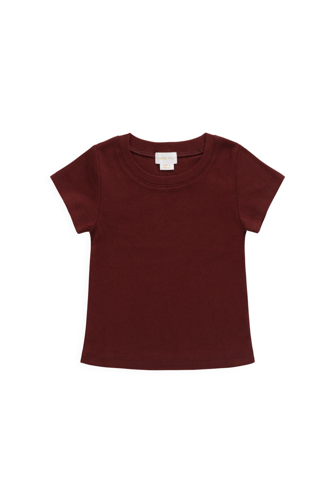 Organic Cotton Rib Helene Tee - Burgundy Childrens Top from Jamie Kay NZ