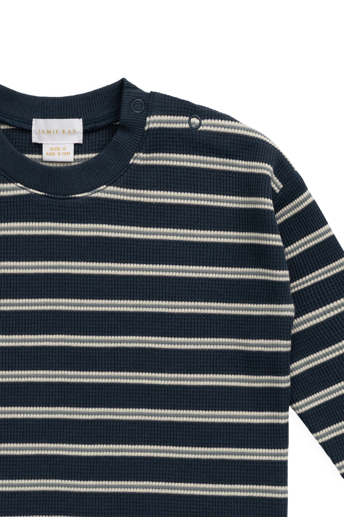 Organic Cotton Waffle Leith Long Sleeve Top - Dreamer Stripe Captain Childrens Top from Jamie Kay NZ