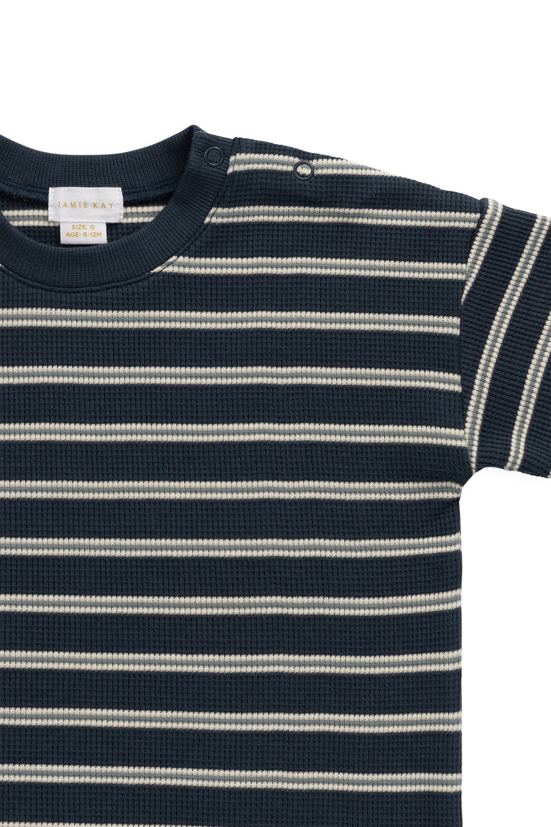 Organic Cotton Waffle Leith Tee - Dreamer Stripe Captain Childrens Top from Jamie Kay NZ