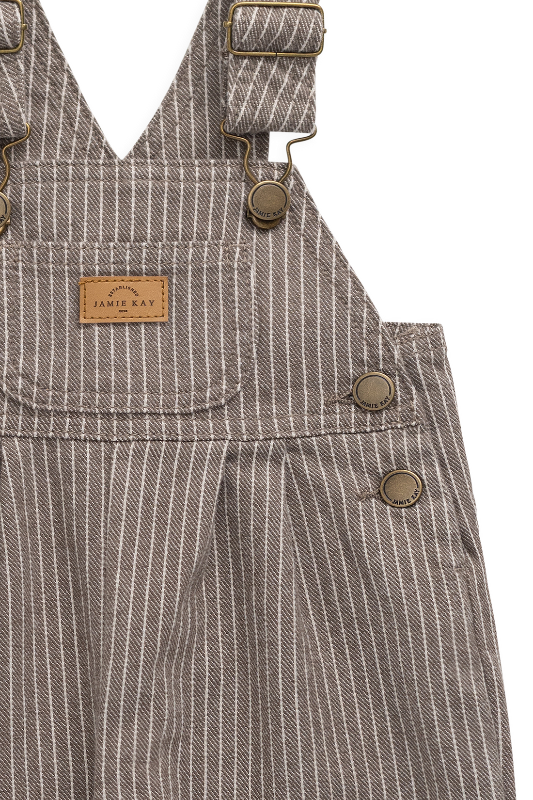 Blair Overall - Mini Pinstripe Cassava / Iroko Childrens Overall from Jamie Kay NZ