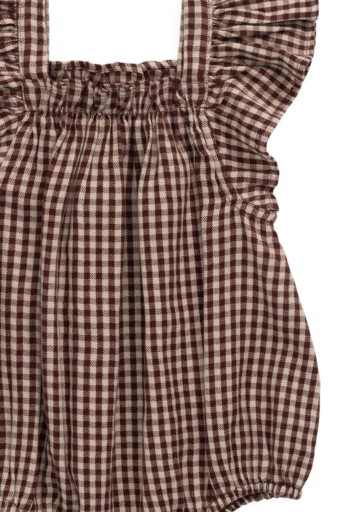 Organic Cotton Harriet Playsuit - Cinnamon Gingham Childrens Playsuit from Jamie Kay NZ