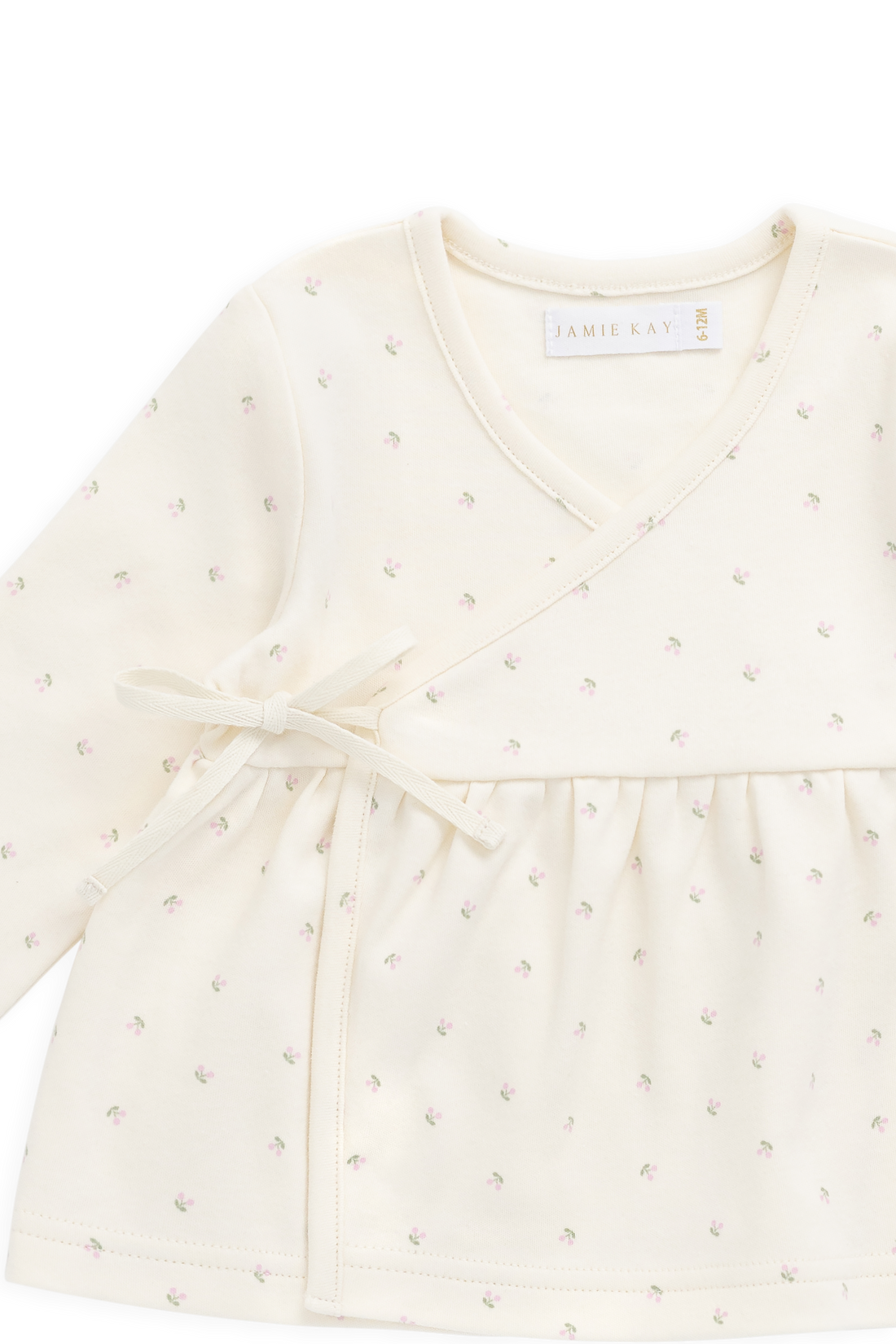 Organic Cotton Petal Wrap Top - Ditsy Cherries Childrens Top from Jamie Kay NZ