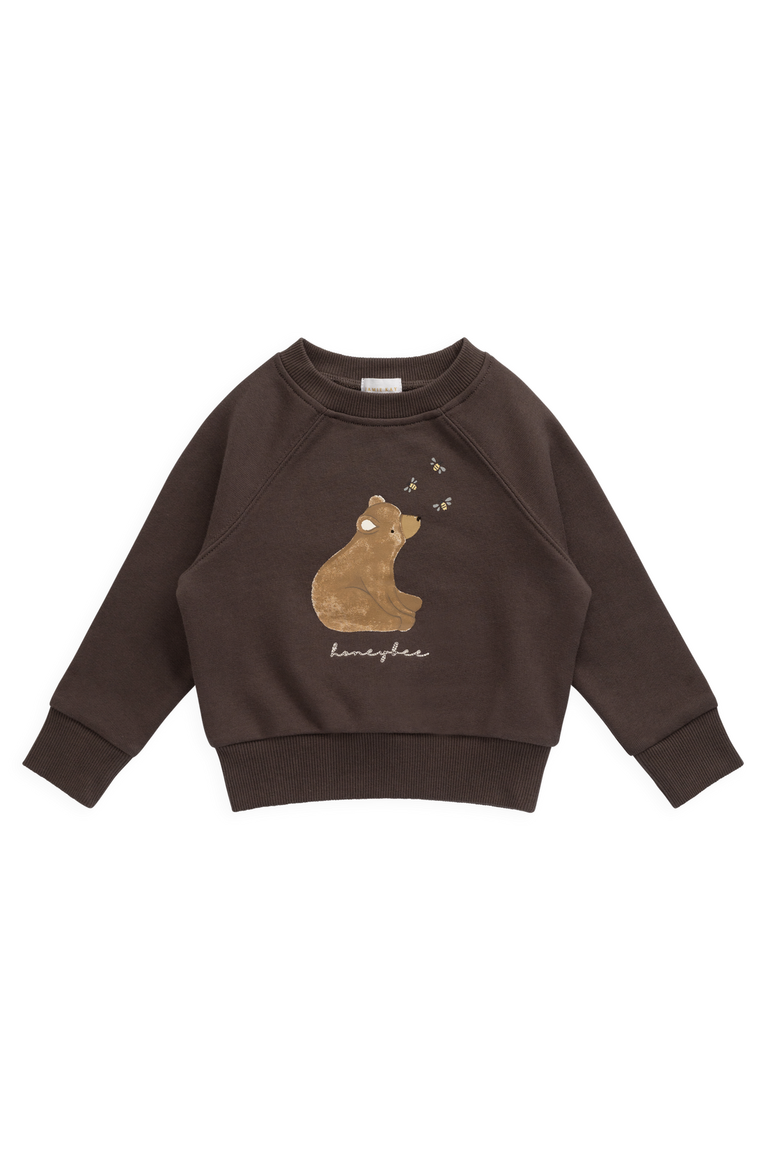 Organic Cotton Hayes Sweatshirt - Raku Honeybee Bear Childrens Sweatshirt from Jamie Kay NZ