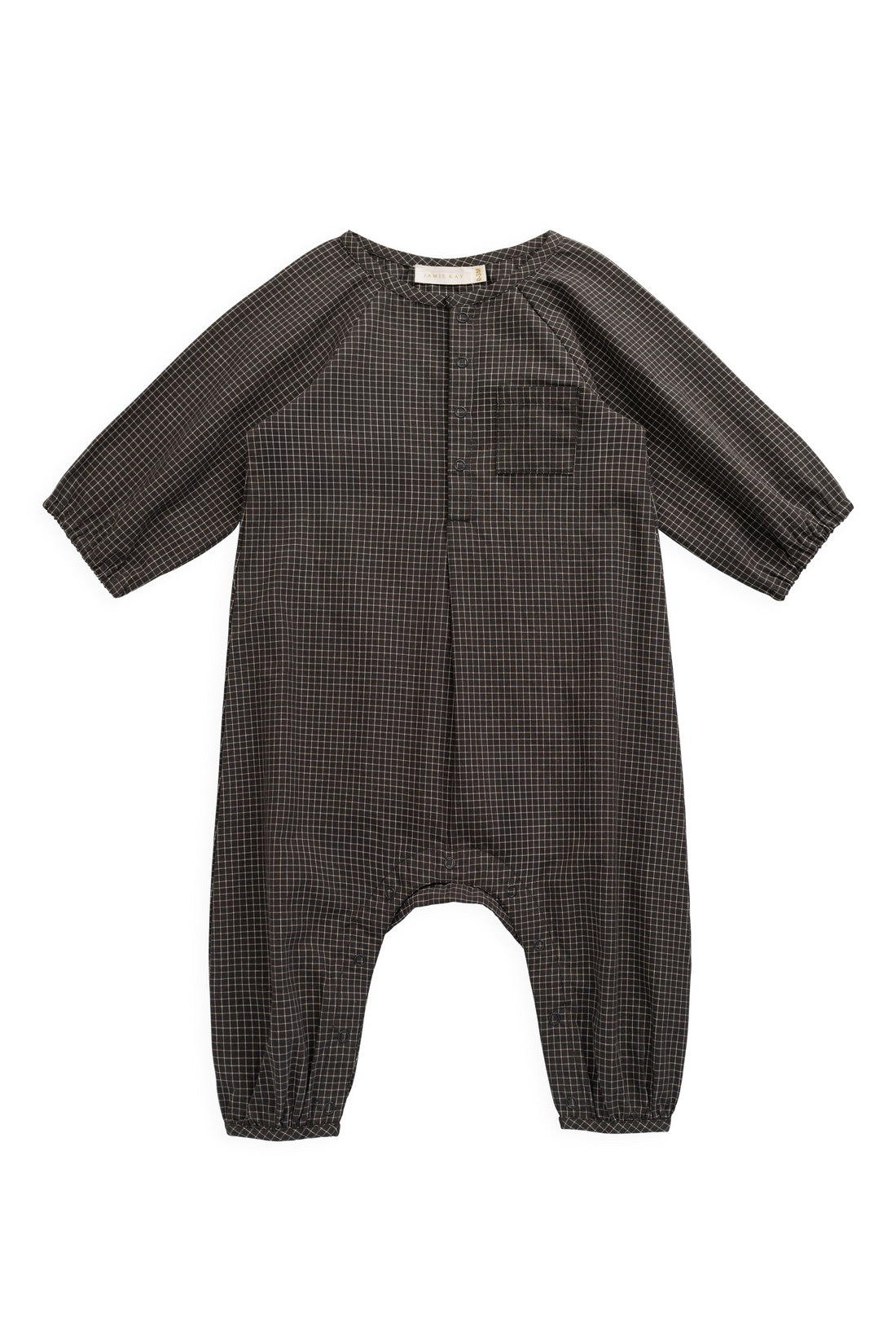 Organic Cotton Milton Onepiece - Basalt Grid Childrens Onepiece from Jamie Kay NZ