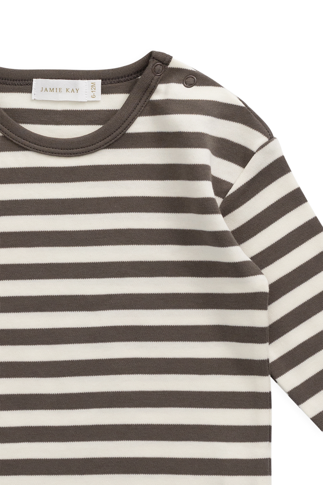 Pima Cotton Arnold Long Sleeve Top - Essential Stripe Raku/Cloud Childrens Top from Jamie Kay NZ
