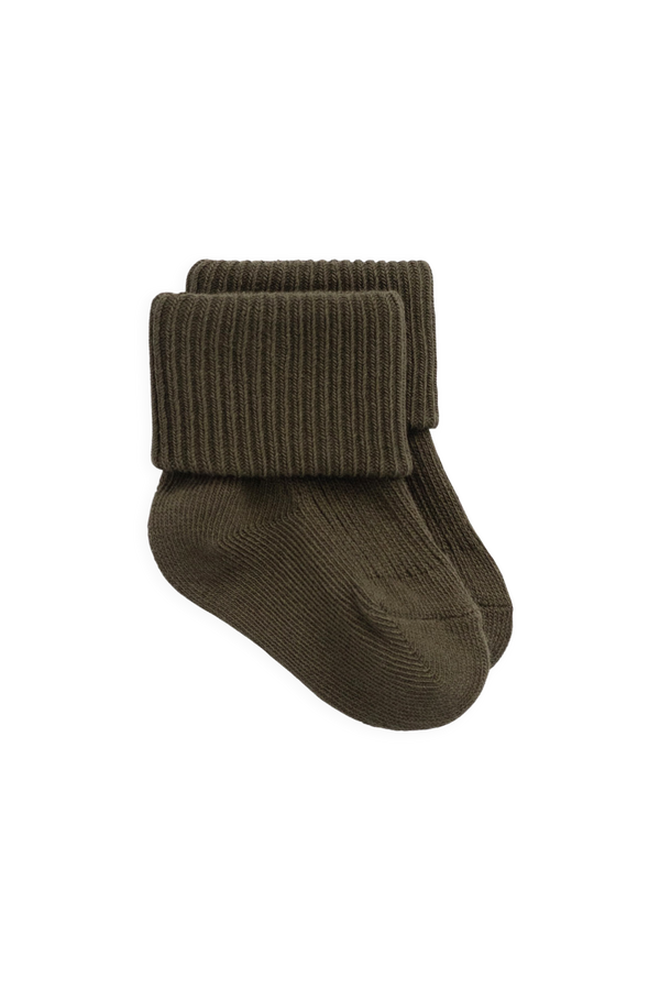 Classic Rib Sock - Deep Olive Childrens Socks from Jamie Kay NZ