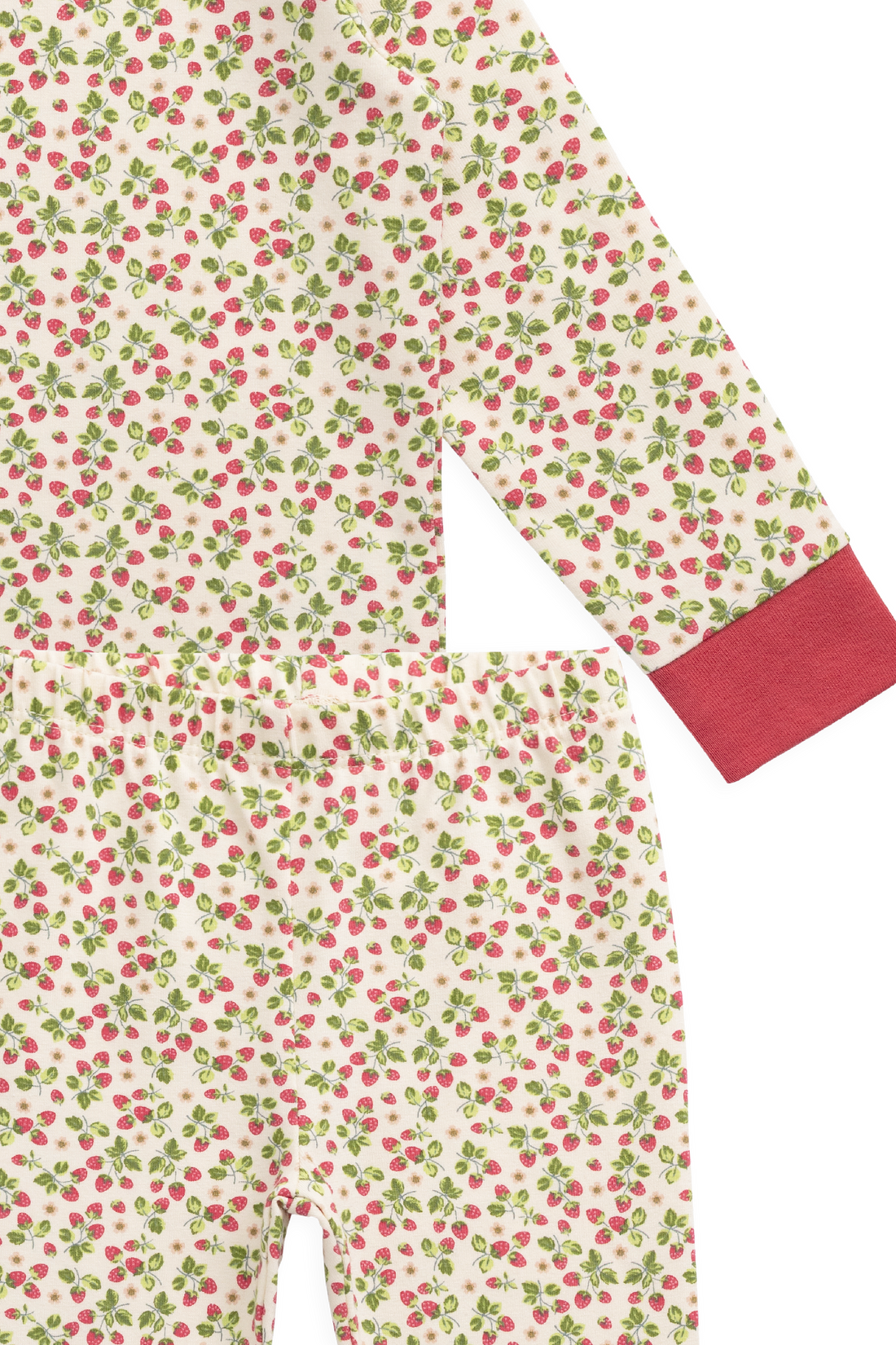 Organic Cotton Amory Long Sleeve Pyjama Set - Cottage Strawberries Childrens Pyjamas from Jamie Kay NZ