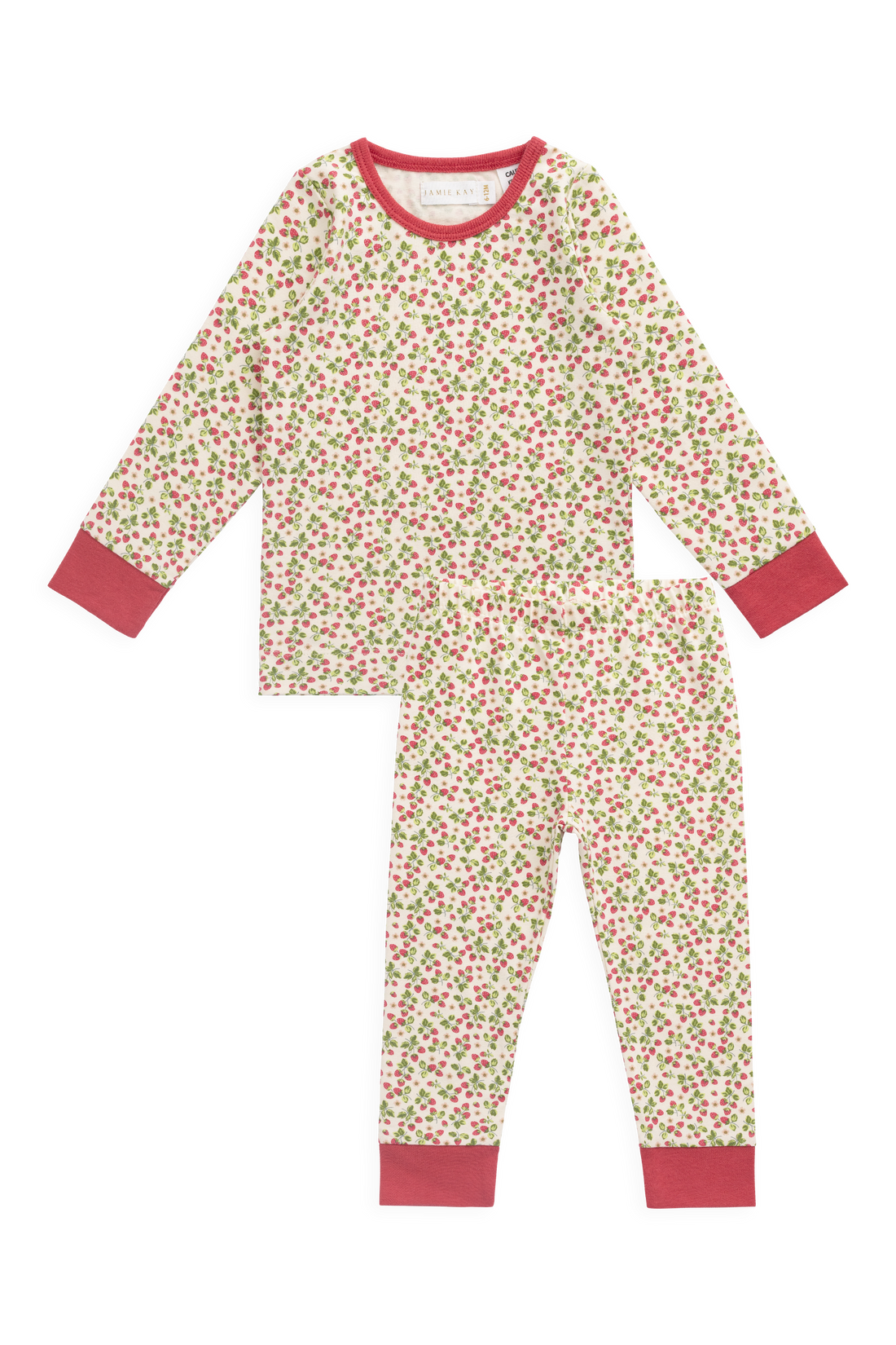 Organic Cotton Amory Long Sleeve Pyjama Set - Cottage Strawberries Childrens Pyjamas from Jamie Kay NZ