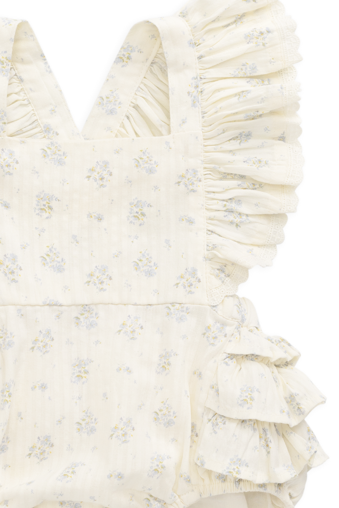 Organic Cotton Elka Playsuit - Justine Vanilla Sky Childrens Playsuit from Jamie Kay NZ