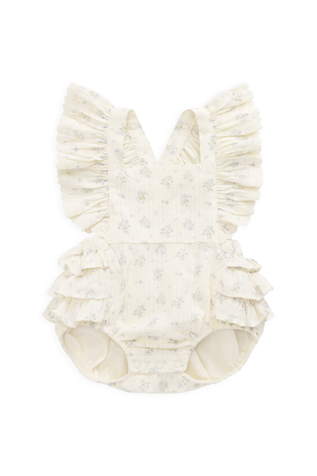Organic Cotton Elka Playsuit - Justine Vanilla Sky Childrens Playsuit from Jamie Kay NZ
