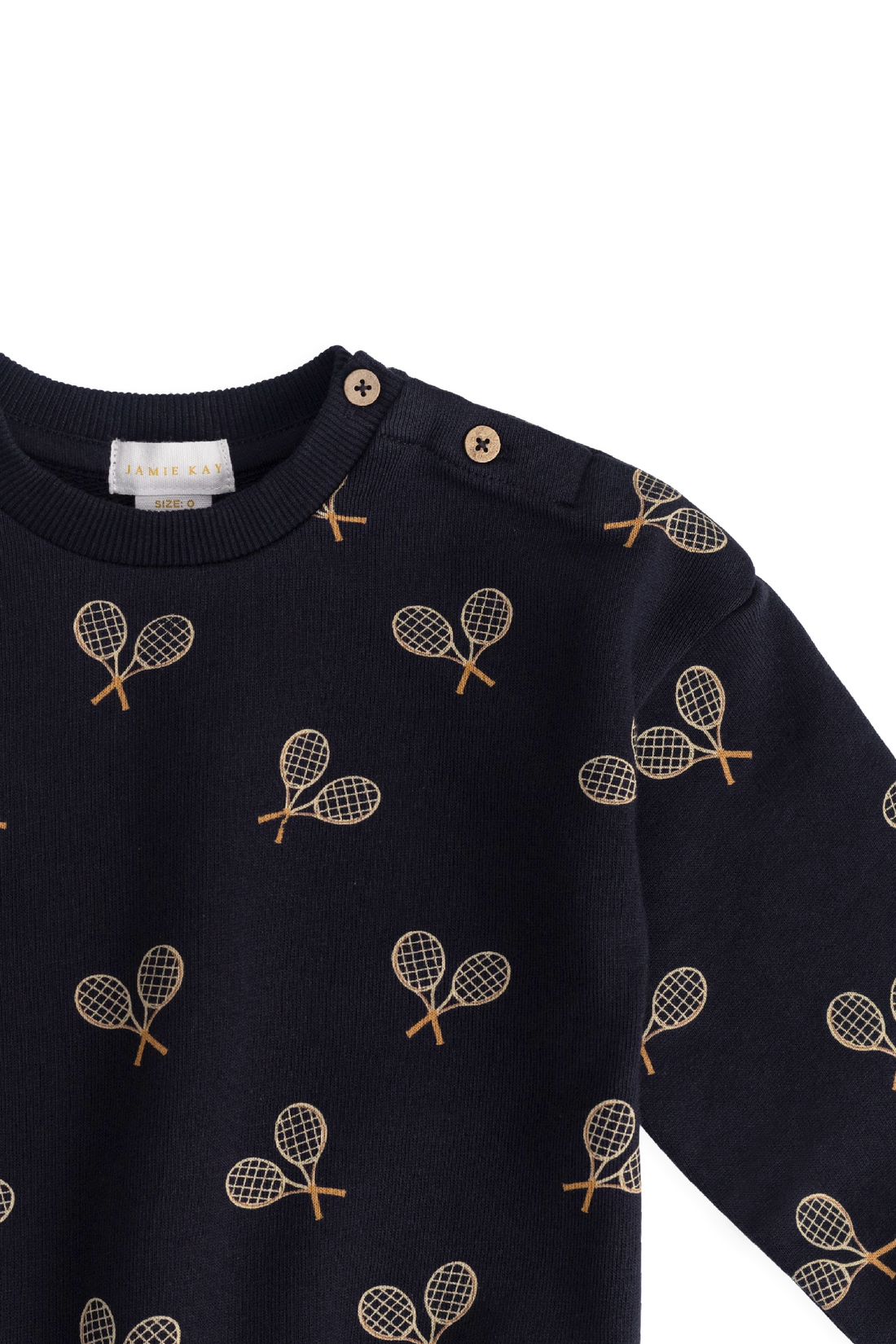 Organic Cotton Floyd Sweatshirt - Racquet Navy Childrens Sweatshirting from Jamie Kay NZ