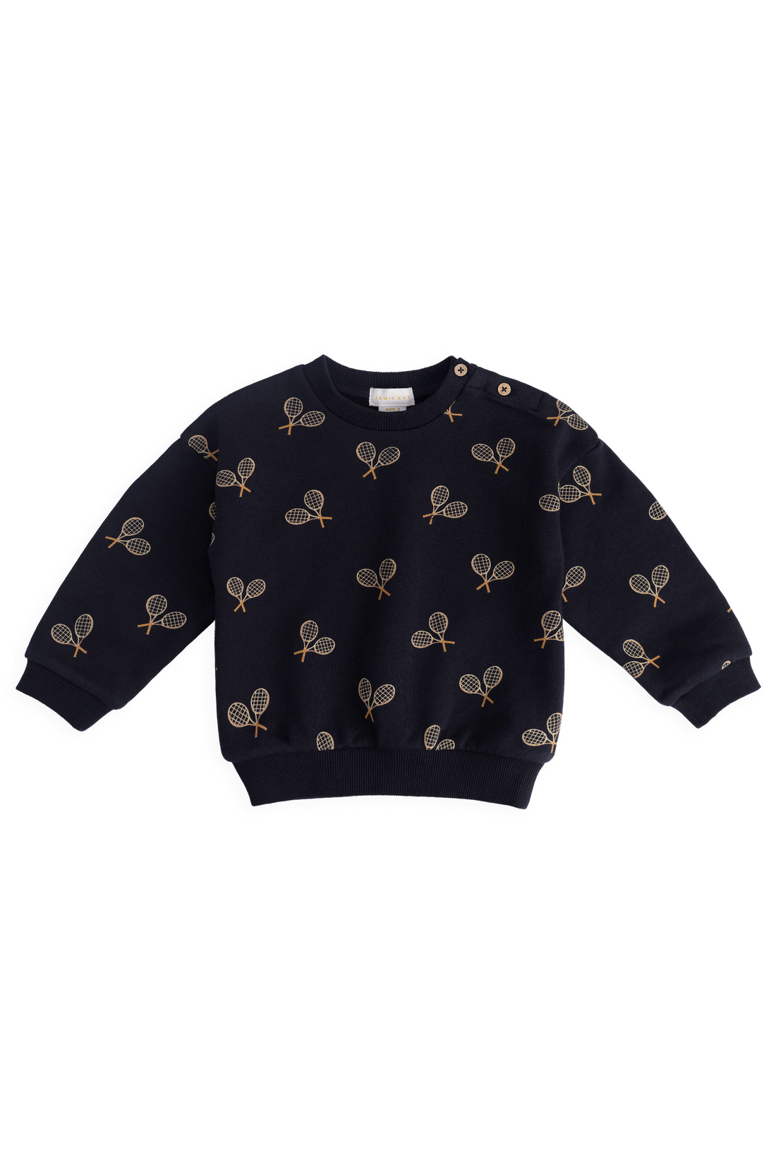 Organic Cotton Floyd Sweatshirt - Racquet Navy Childrens Sweatshirting from Jamie Kay NZ
