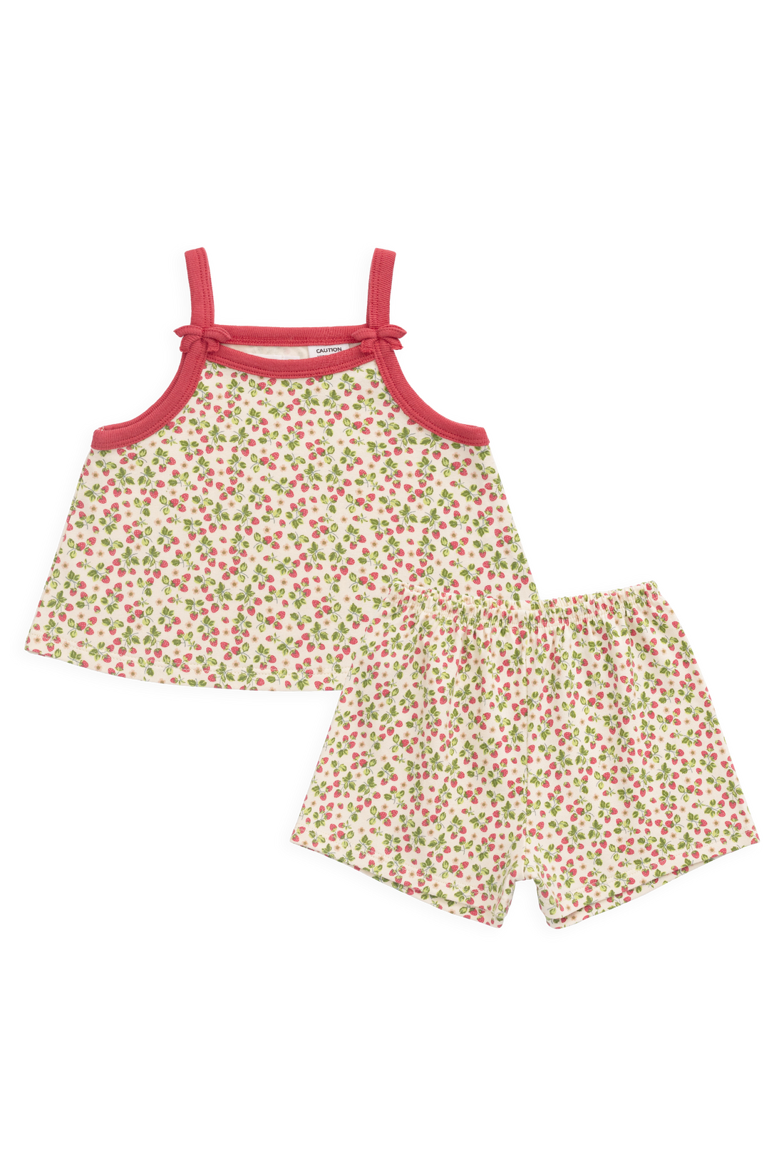 Organic Cotton Jaida Pyjama Singlet Set - Cottage Strawberries Childrens Pyjamas from Jamie Kay NZ