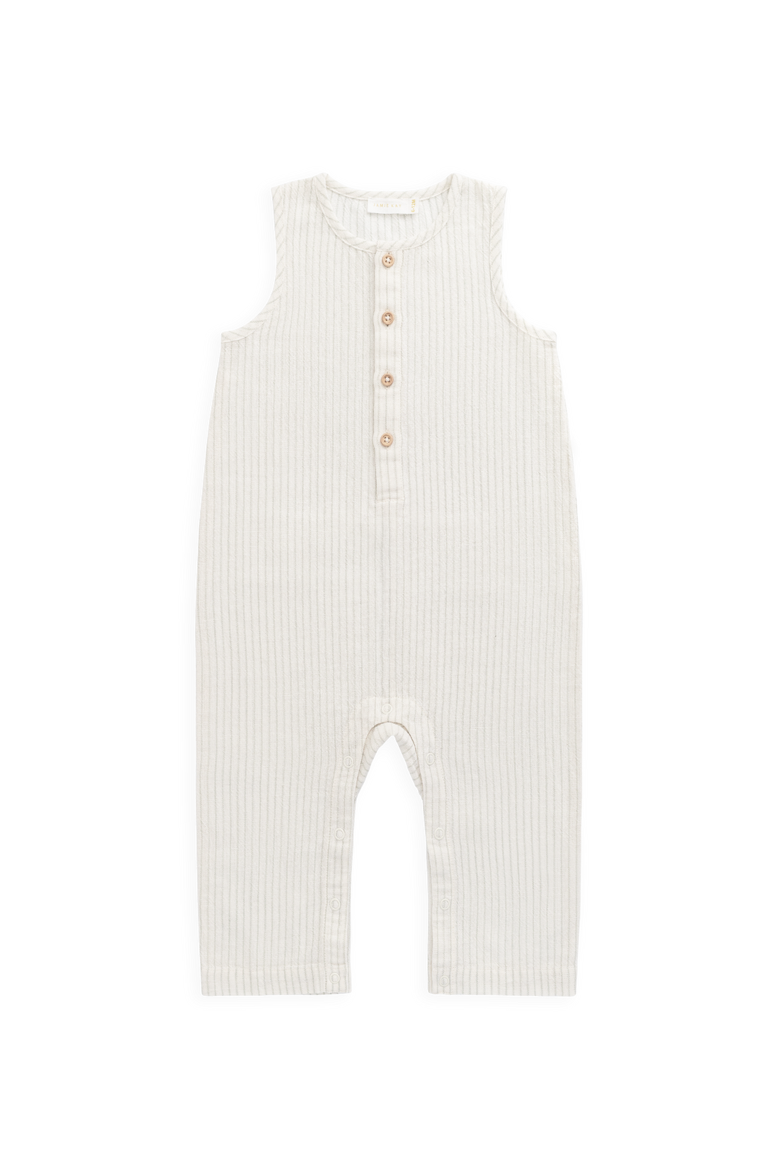 Organic Cotton Milo Jumpsuit - Mini Pinstripe Cloud / Duck Egg Blue Childrens Jumpsuit from Jamie Kay NZ