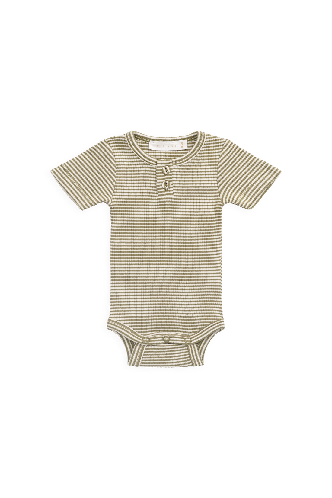 Organic Cotton Modal Darcy Rib Tee Bodysuit - Petite Stripe Avocado Oil / Cloud Childrens Bodysuit from Jamie Kay NZ