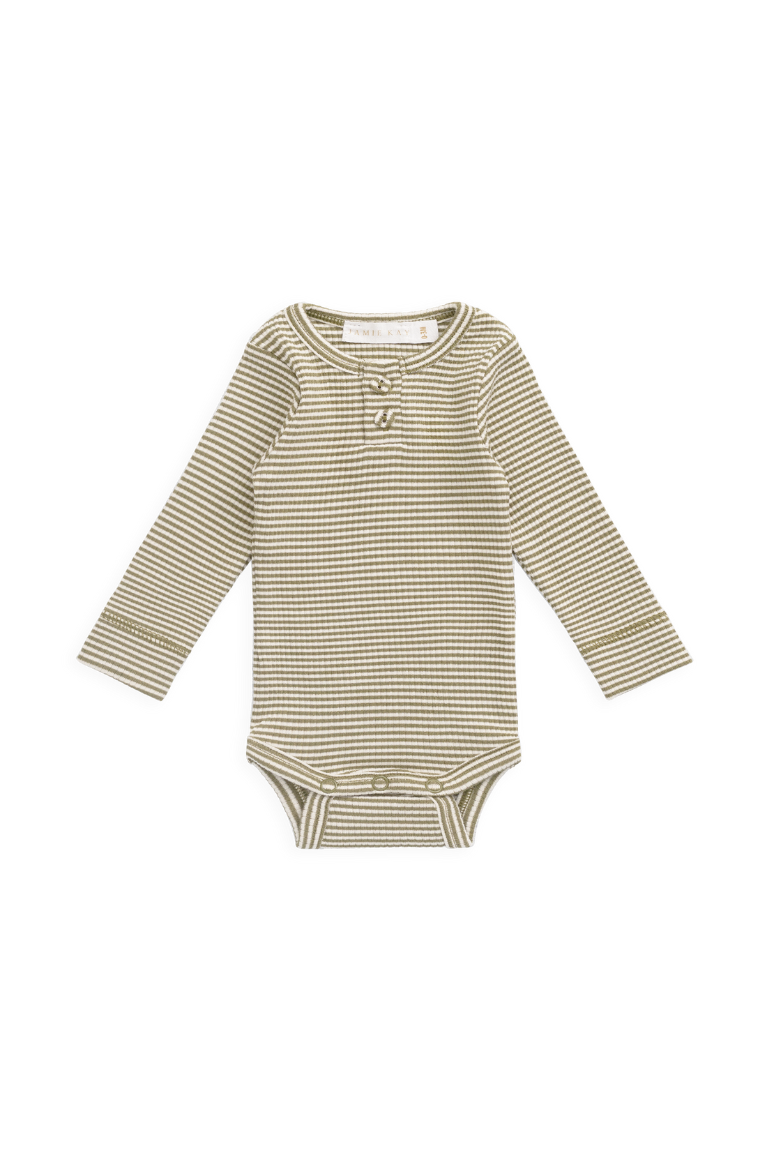 Organic Cotton Modal Long Sleeve Bodysuit - Petite Stripe Avocado Oil / Cloud Childrens Bodysuit from Jamie Kay NZ
