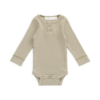Organic Cotton Modal Long Sleeve Bodysuit - Petite Stripe Avocado Oil / Cloud Childrens Bodysuit from Jamie Kay NZ
