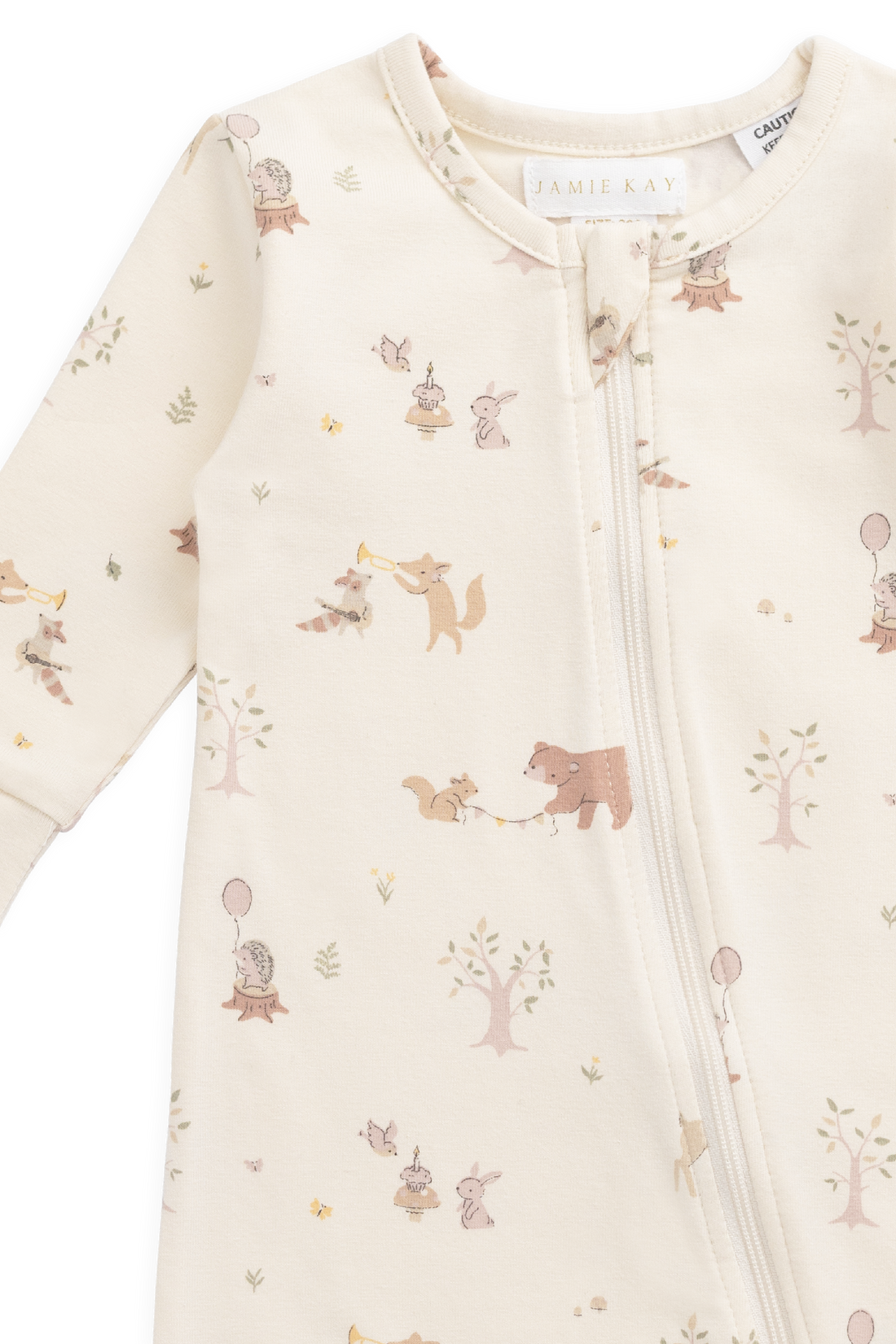 Organic Cotton Reese Zip Onepiece - Party Animals Childrens Onepiece from Jamie Kay NZ