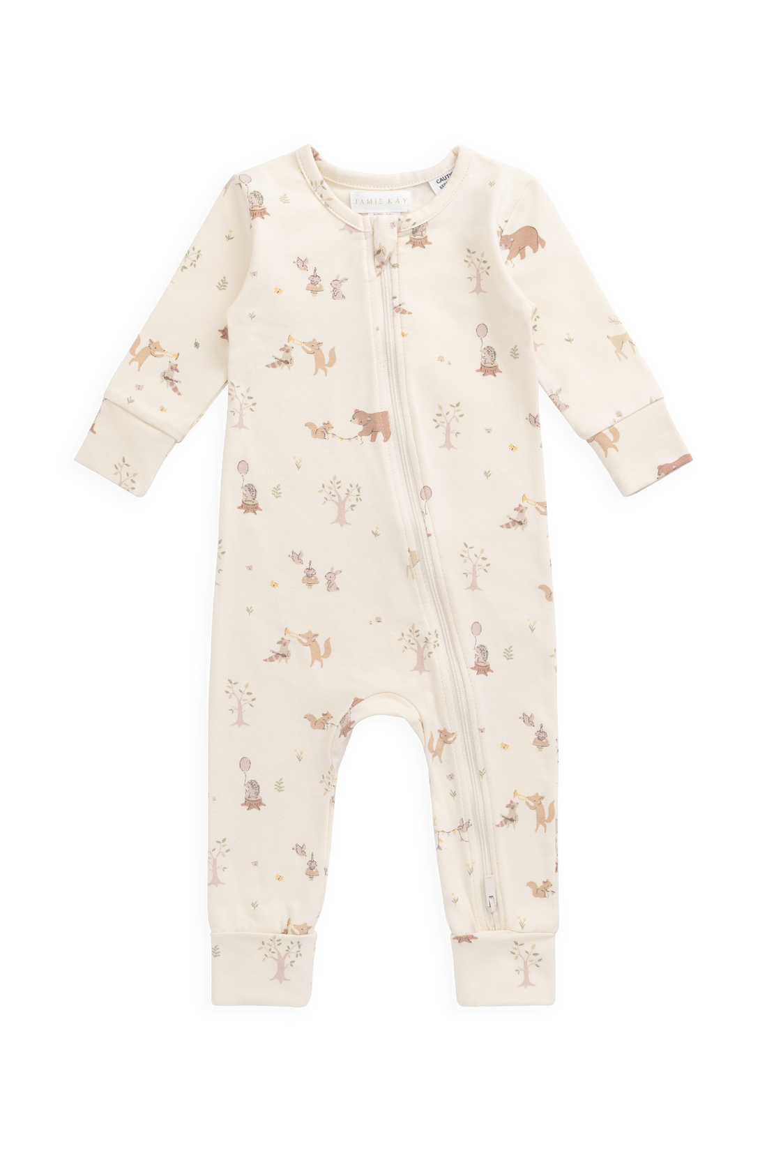 Organic Cotton Reese Zip Onepiece - Party Animals Childrens Onepiece from Jamie Kay NZ