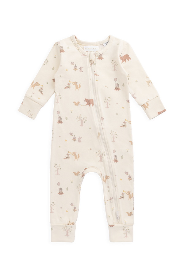 Organic Cotton Reese Zip Onepiece - Party Animals Childrens Onepiece from Jamie Kay NZ