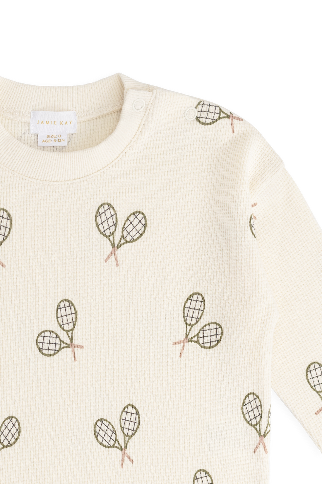 Organic Cotton Waffle Leith Long Sleeve Top - Racquet Tofu Childrens Top from Jamie Kay NZ