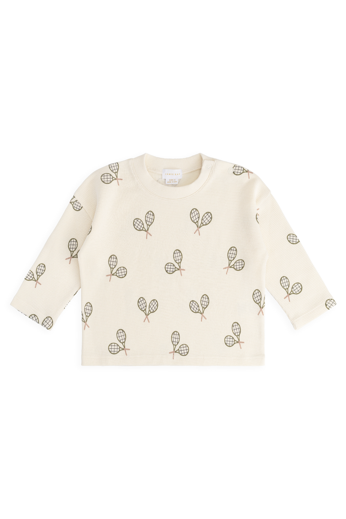 Organic Cotton Waffle Leith Long Sleeve Top - Racquet Tofu Childrens Top from Jamie Kay NZ