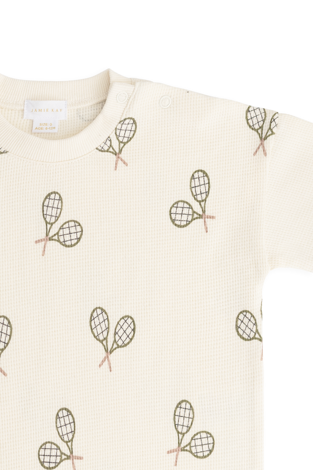 Organic Cotton Waffle Leith Tee - Racquet Tofu Childrens Top from Jamie Kay NZ