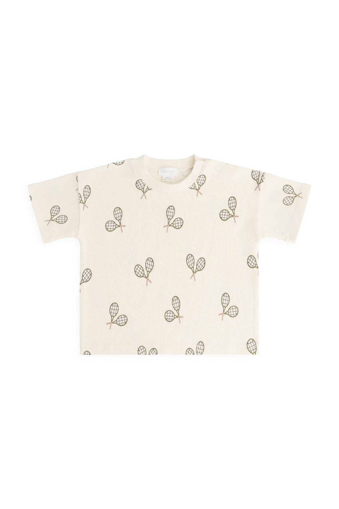 Organic Cotton Waffle Leith Tee - Racquet Tofu Childrens Top from Jamie Kay NZ