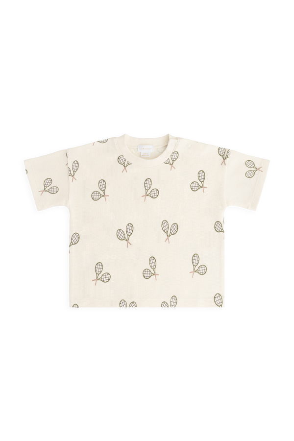 Organic Cotton Waffle Leith Tee - Racquet Tofu Childrens Top from Jamie Kay NZ