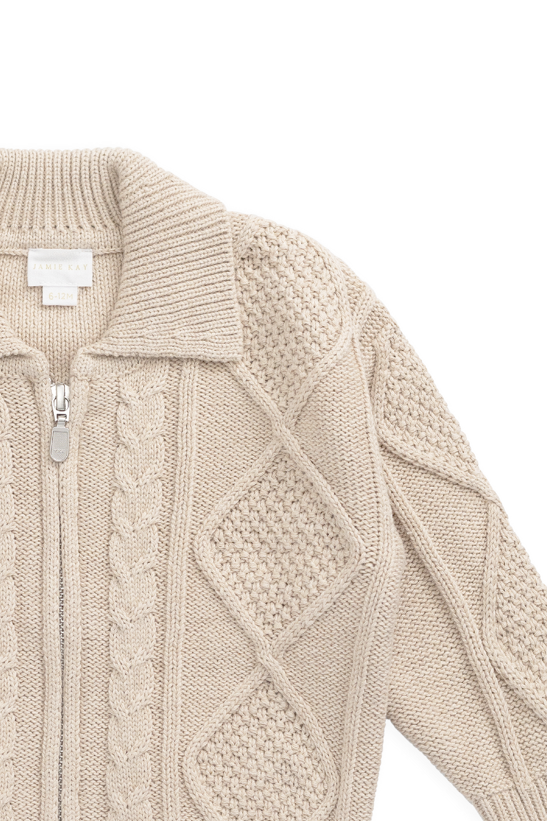 Simon Zip-Up Cardigan - Wheat Childrens Cardigan from Jamie Kay NZ