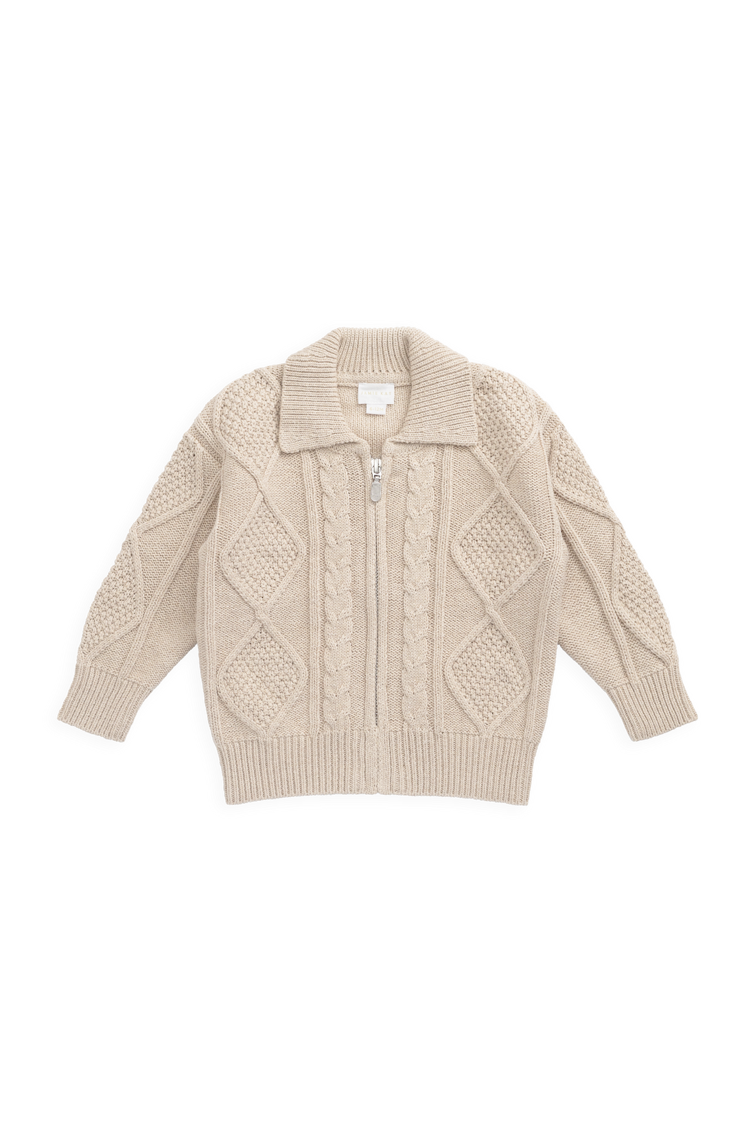 Simon Zip-Up Cardigan - Wheat Childrens Cardigan from Jamie Kay NZ