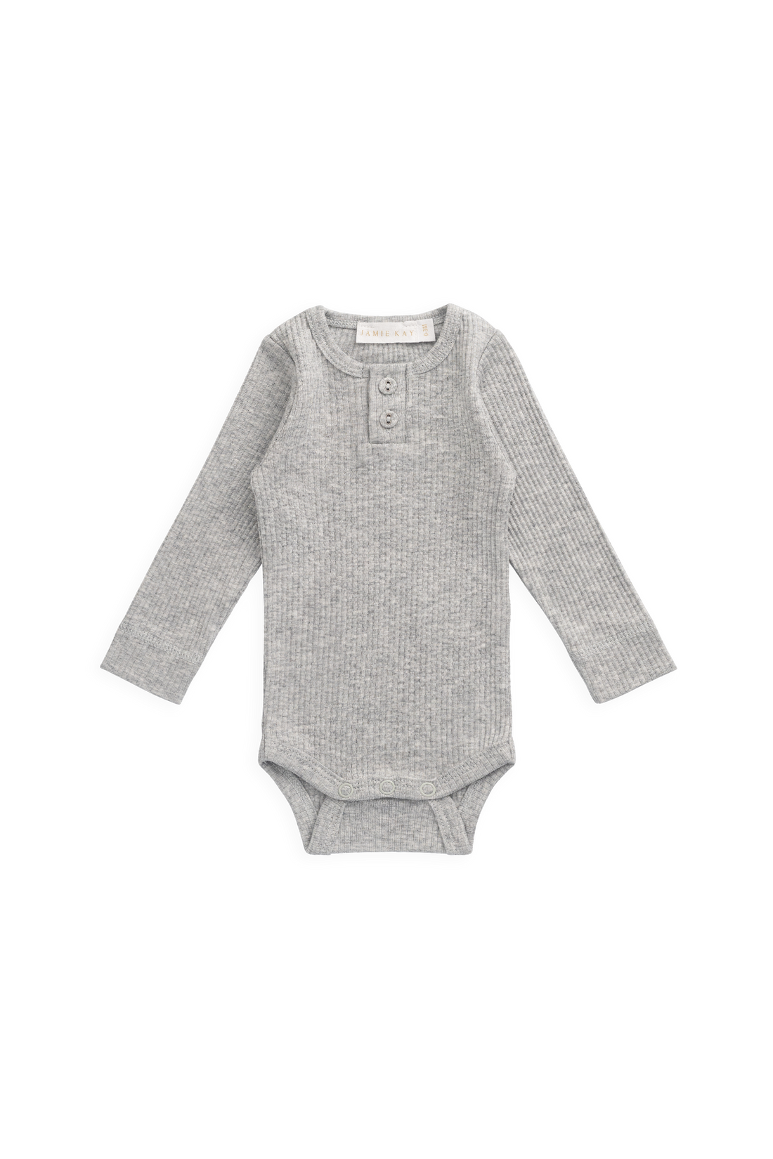 Organic Cotton Modal Long Sleeve Bodysuit - Light Grey Marle Childrens Bodysuit from Jamie Kay NZ