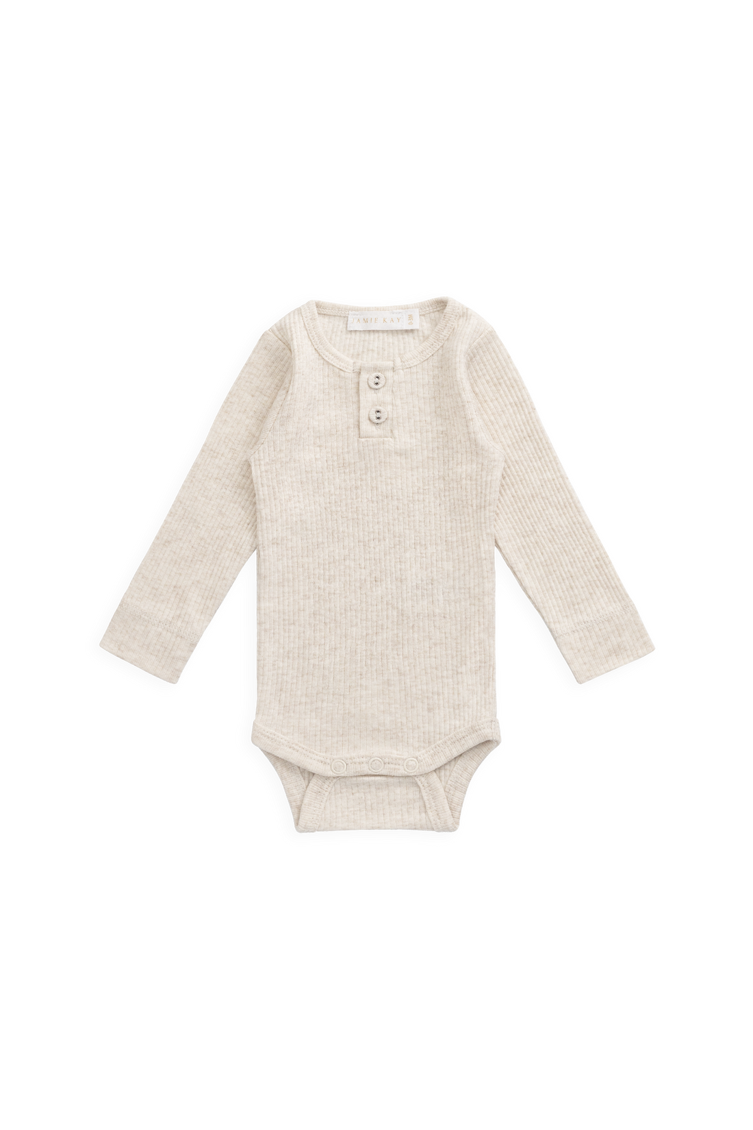 Organic Cotton Modal Long Sleeve Bodysuit - Oatmeal Marle Childrens Bodysuit from Jamie Kay NZ