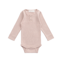 Organic Cotton Modal Long Sleeve Bodysuit - Rose Smoke Childrens Bodysuit from Jamie Kay NZ