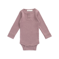 Organic Cotton Modal Long Sleeve Bodysuit - Woodrose Childrens Bodysuit from Jamie Kay NZ