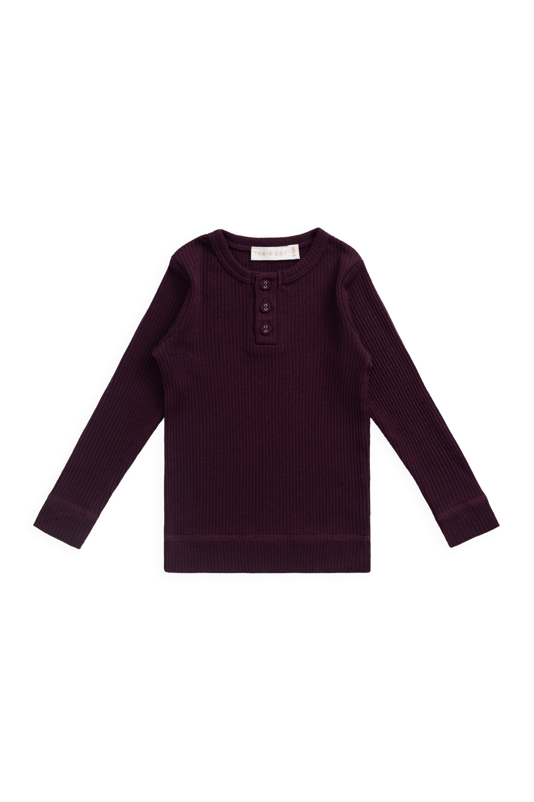 Organic Cotton Modal Long Sleeve Henley - Fig Childrens Top from Jamie Kay NZ