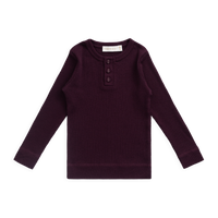Organic Cotton Modal Long Sleeve Henley - Fig Childrens Top from Jamie Kay NZ